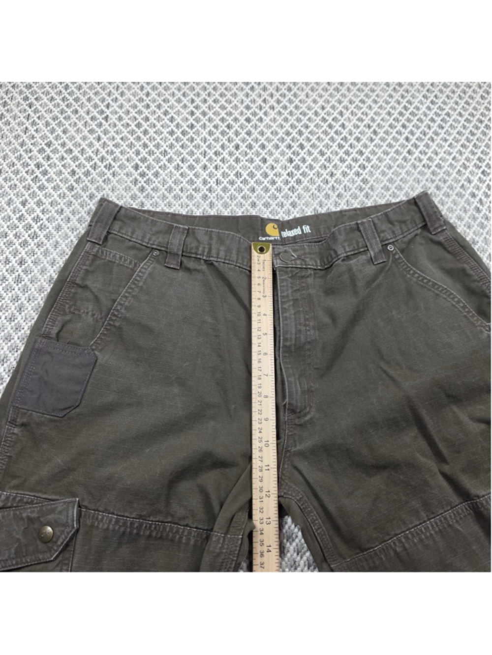 Carhartt Double Knee Cargo Pants Mens 40x32 Olive Brown Ripstop Workwear Utility - Picture 11 of 13